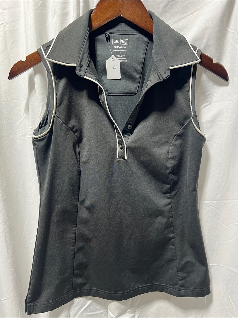 adidas Climacool Black Sleeveless Polo Tank with White Piping